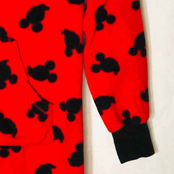 Disney feet pajamas red black mickey ears long sleeve zipper front size 10 READ - Picture 2 of 9
